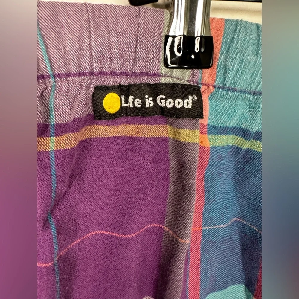 Women’s Purple Life Is Good Pull On Plaid Classic Sleep Pajama Pants Size Medium - Picture 4 of 5